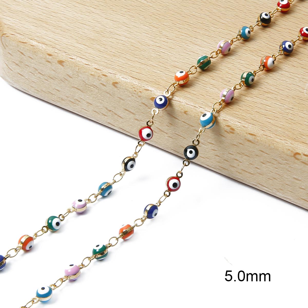 

50 см 18 К позолоченные овальные бусины сглаза, смоляные разделительные бусины, медная цепочка с крестом, ожерелье «сделай сам», для ювелирных изделий 5mm 0.5meter разноцветный