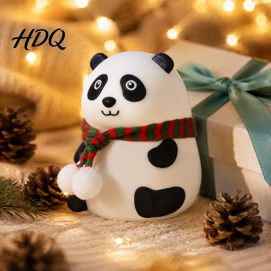 Panda Night Light Silicone LED Light Rechargeable Cartoon Bedside Lamp with 7 Children Room Nightlight Colors Soft Color Changing Desk for