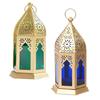 Beautiful Decorative Lantern Lamp Candle Holder Hanging Lantern Tealight Holder for Diwali Decorative Metal Candle Holder (Green-Sky Blue)