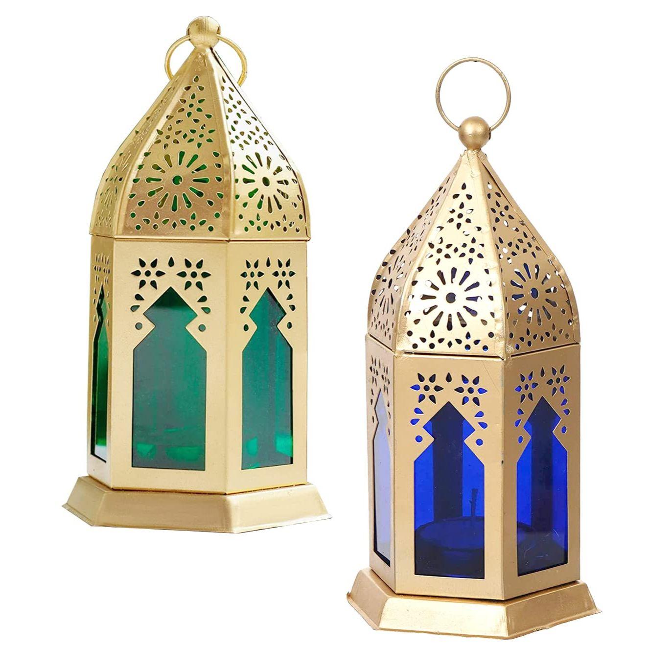 

Красивый декоративный фонарь подсвечник подвесной фонарь подсвечник для чайной свечи для Дивали декоративный металлический подсвечник (Зелено-голубой)