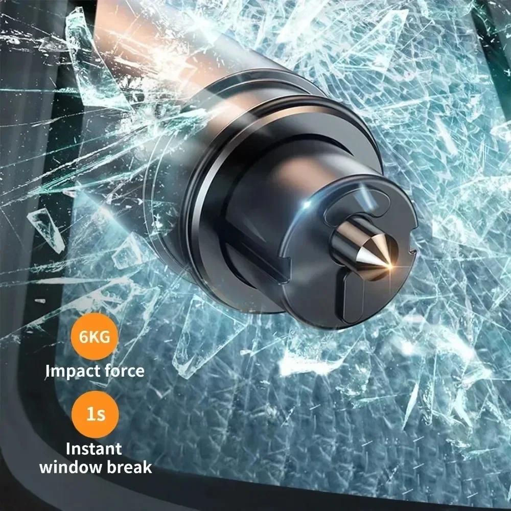 Compact Car Emergency Escape Hammer Quick-Release Window Breaker and Seatbelt Cutter Spring-Powered Auto Glass Punch