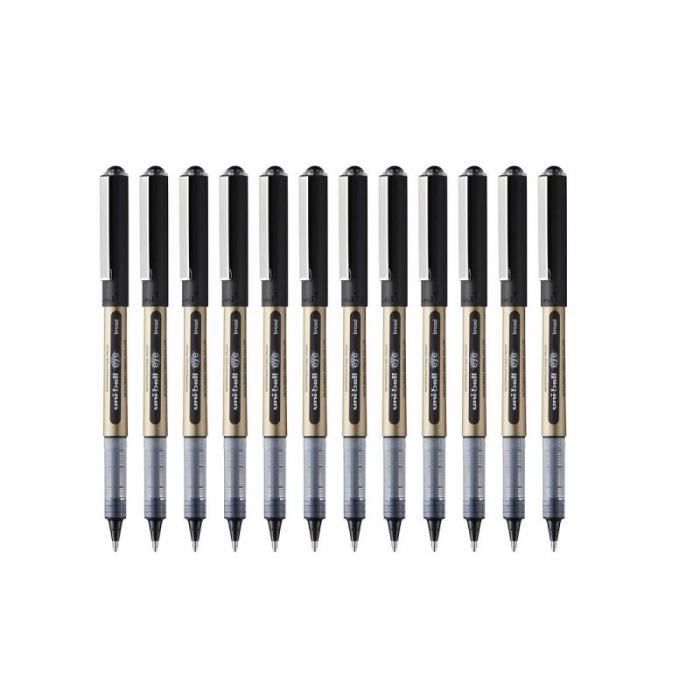 Uni-ball Eye Broad UB-150-10 Lot de 12 stylos roller à pointe 1 mm Encre noire - 246959000
