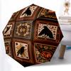 1pc Christmas Clock Combination Pattern Sturdy 8-Bone Auto Umbrella, Bright Umbrella, Digital Printed, Foldable Umbrella for On-the-Go Outdoor Use