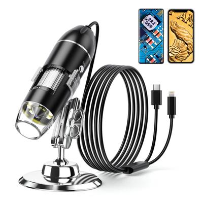 USB Digital Handhållen HD-inspektion med Justerbar 8 LED Kompatibel med iOS och Android Bärbar Mikroskop Blixt Mikroskop, Kamera, Stativ,