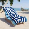 Mediterranean Greek Key Beach Towel, Classic Blue & White Meander Pattern Bath Towel, Timeless Coastal Decorative Beach Blanket