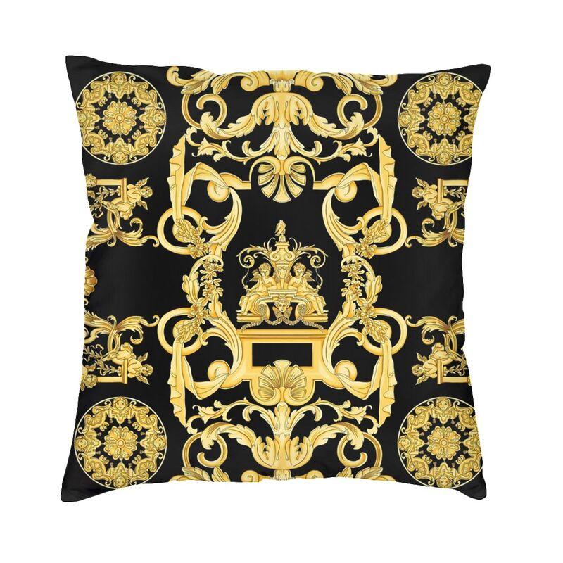 Hot Pink And Gold Baroque Floral Pattern Cushion Cover Sofa Home Decor Square Throw Pillow Case 45x45cm