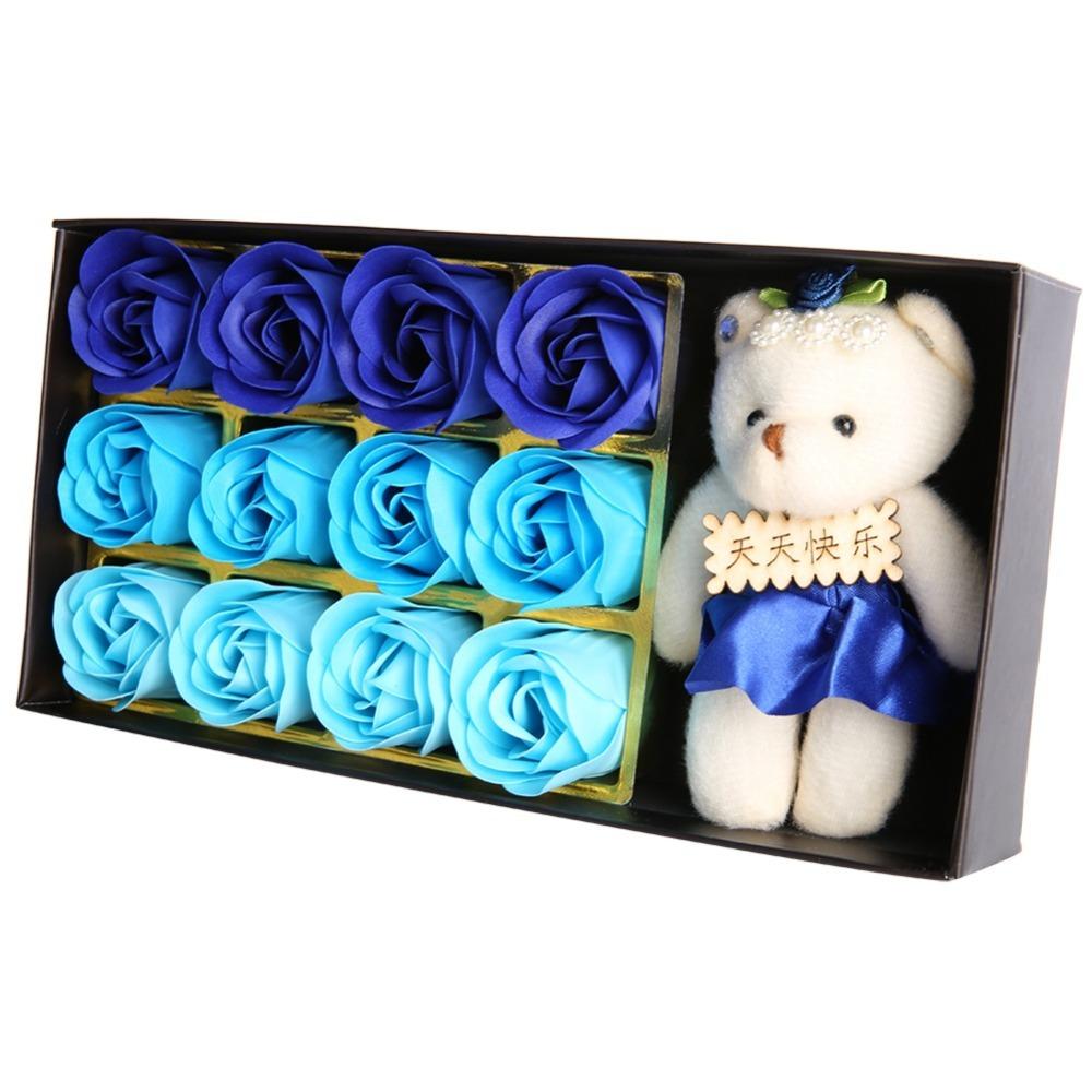 Pink Color Rose Flower Plush Bear 12 Bouquet Romantic Bear Soap Flower Bear  Romantic Occasion