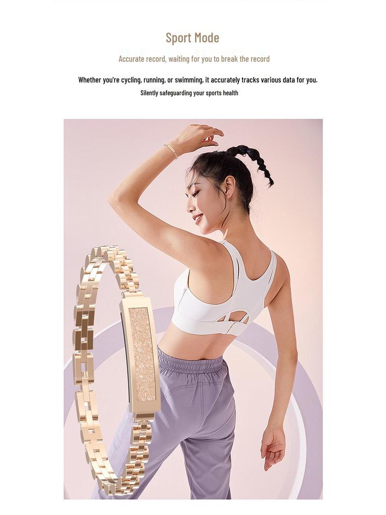 Women's S2 Smart Bracelet: Sleep Monitoring, Heart Rate & Blood Oxygen Tracking, Gesture Control for Photos, Versatile High-End Design.