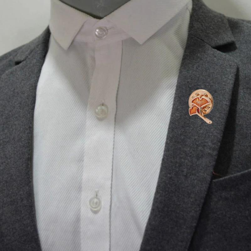 10pcs Ginkgo Leaf Brooch Elegant Fashion Men Luxulry Vintage Shirt Suit Lapel Pins Badge Brooches Wedding Party Clothing Accessories Jewelry Gifts