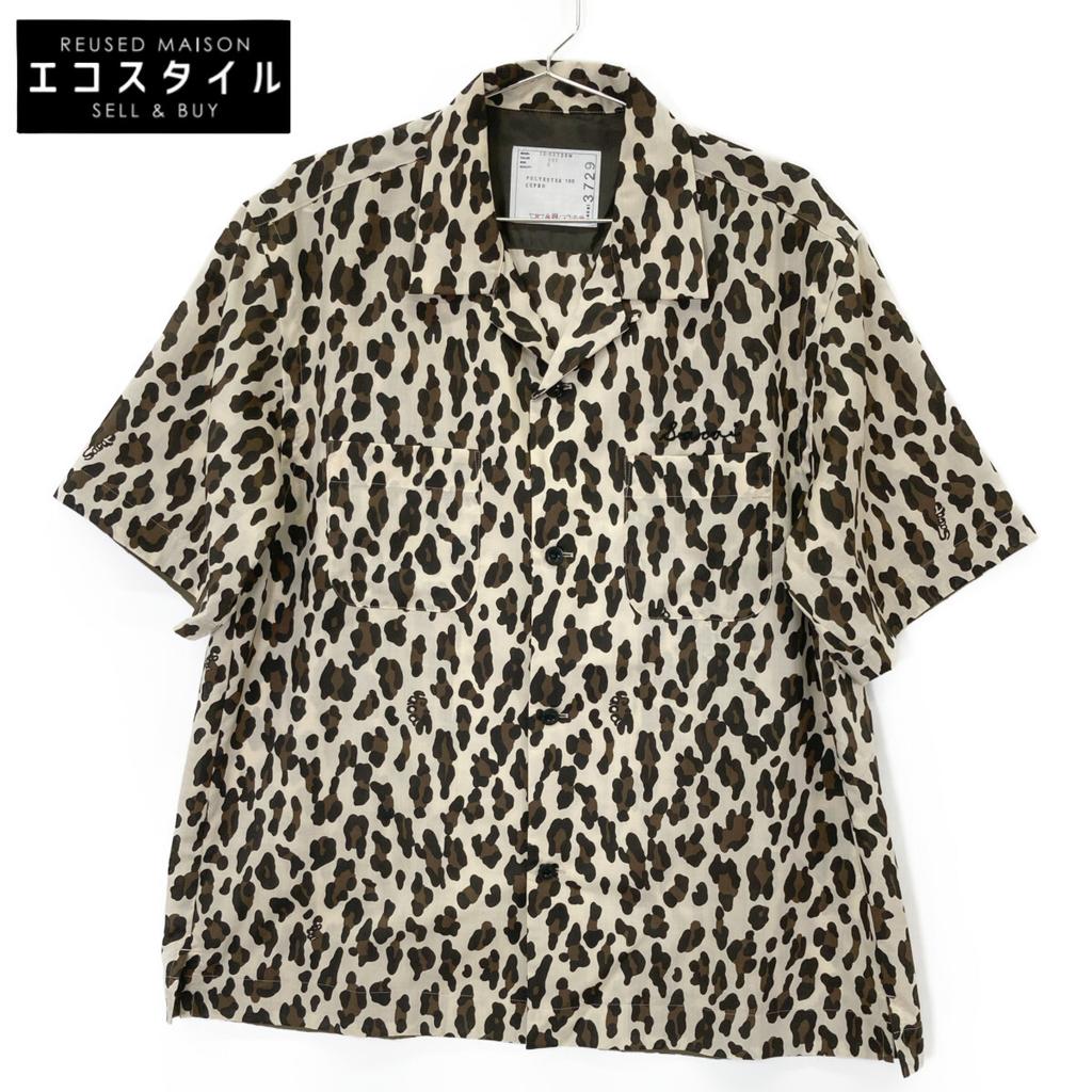 sacai Leopard Print Shirt 25-03729M tops 2 Beige x blackUsed