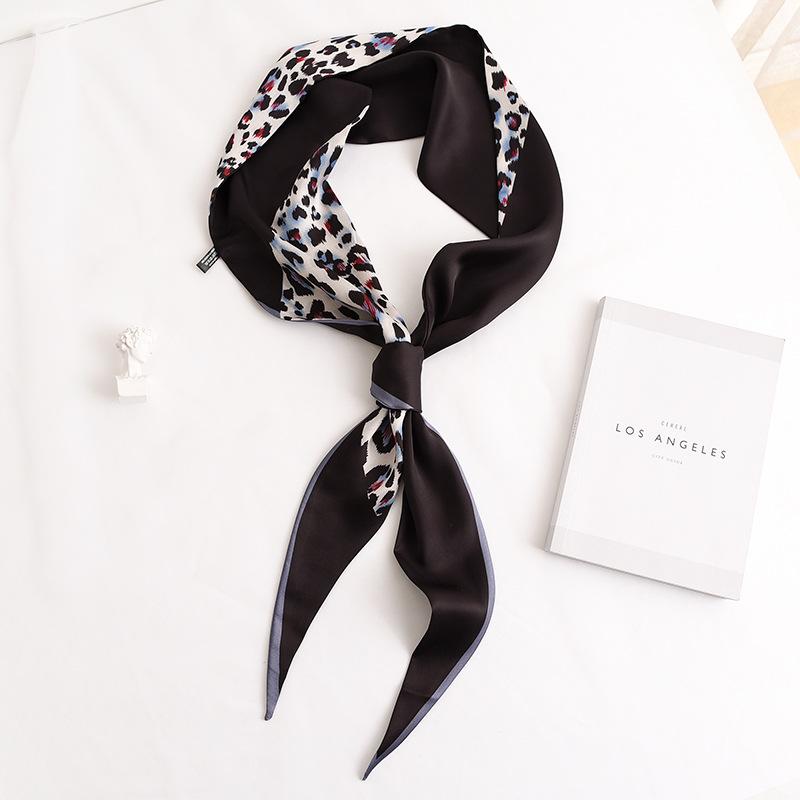 New Korean Version of Houndstooth Thin Narrow Long Sunscreen Scarf for Women Versatile Imitation Silk Literary Small Neck Scarf