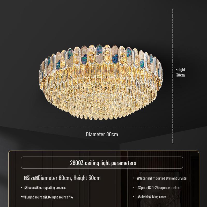 Luxury Crystal Chandelier Ceiling Light for Living, Dining, and Bedroom - High-End Colorful Shell Design
