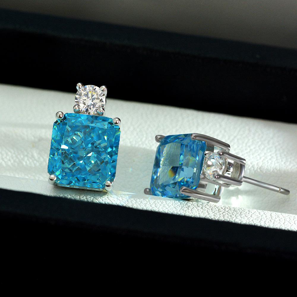 Gica Gema 925 Sterling Silver 9*10mm Zircon Stud Earrings Unique Design Romantic Fine Jewelry Wedding Party Gifts