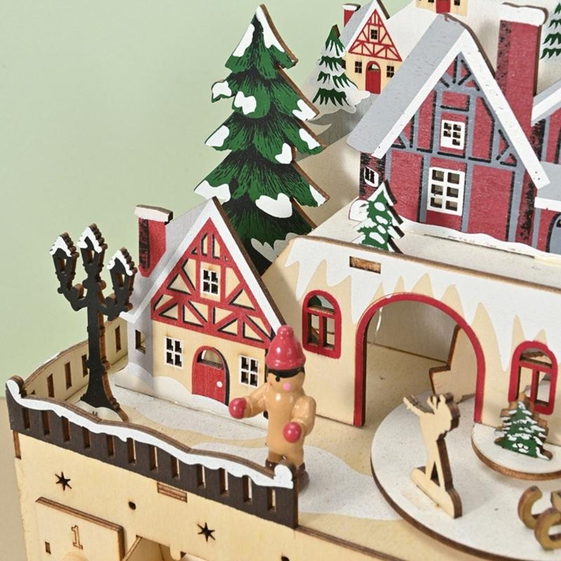 Hand Carved Christmas Advent Calendar Wooden Cabinet With 24 Compartments Drawers Box For Festival Organization