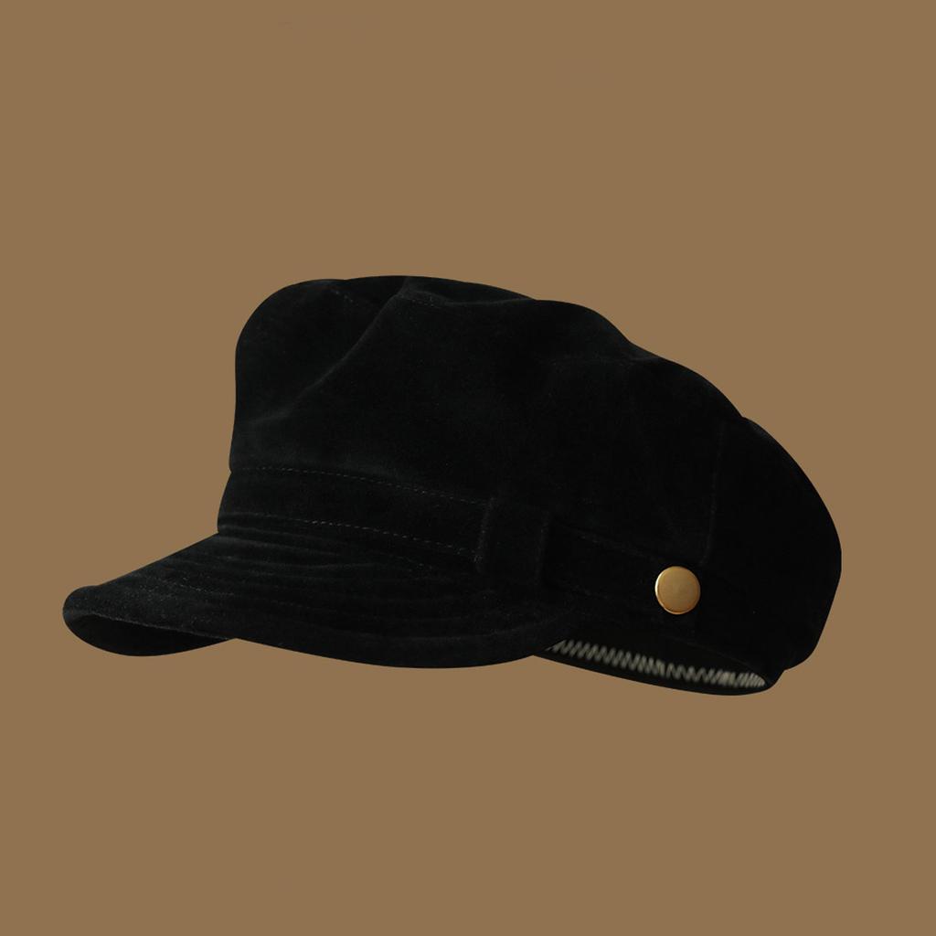 1PC Vintage Navy Style Autumn and Winter Hat High-End Suede Flat Top Newsboy Cap Versatile Painter Hat For Man Women