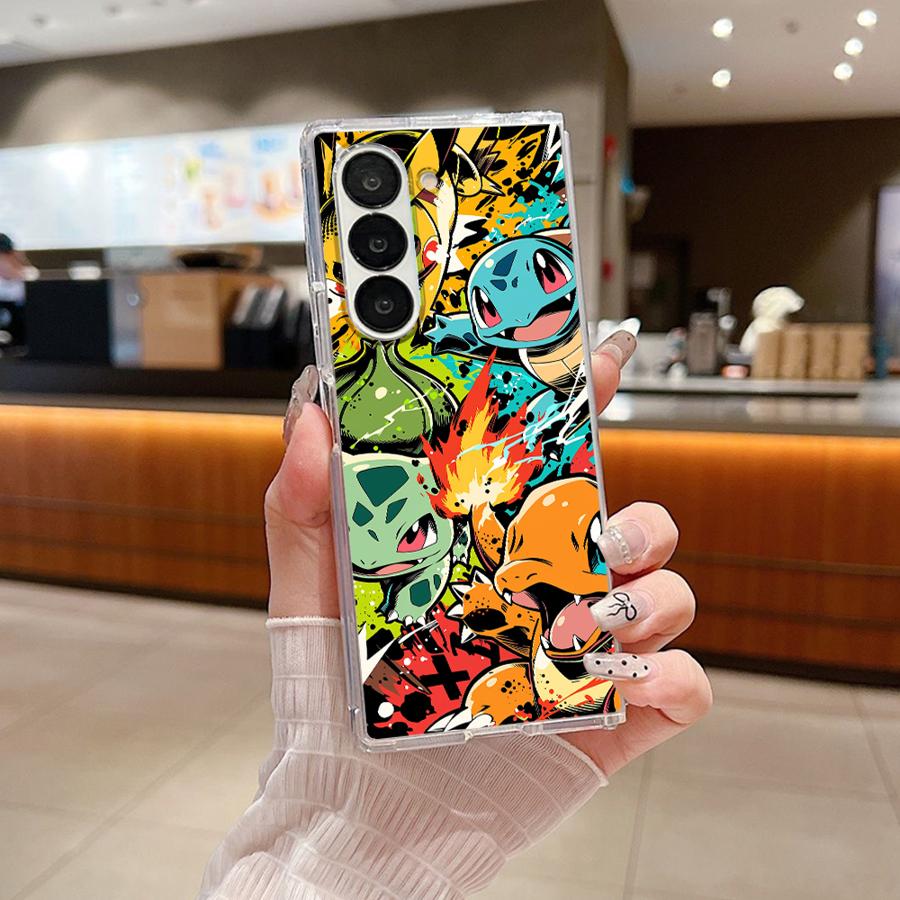 Cartoon Hot Pokemon Transparent Soft Phone Cover Case for Samsung Galaxy ZFold3 ZFold6 ZFold5 ZFold7 Z Fold 7 6 5 4 3 ZFold4