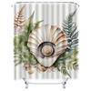 Watercolor Shell and Ferns Waterproof Shower Curtain - Elegant Design for Bathroom Decor, Perfect for a Stylish and Unique Look