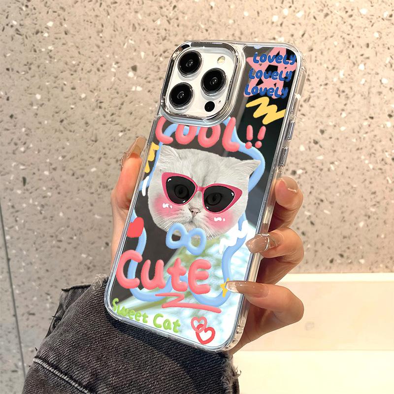 Mobile Phone Cases for iPhone 11 13 XR 15 Pro Max 12 14 Pro Max Case iPhone 16 XS Max Mirror Protective Case Mirror Exquisite Cartoon Waterproof