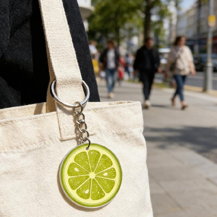 Delicata Decorazione Chiave in Acrilico Fette Ispirate alla Frutta Con Dettagliati Motivi Per Personalizzazione Ornamento per Borsa