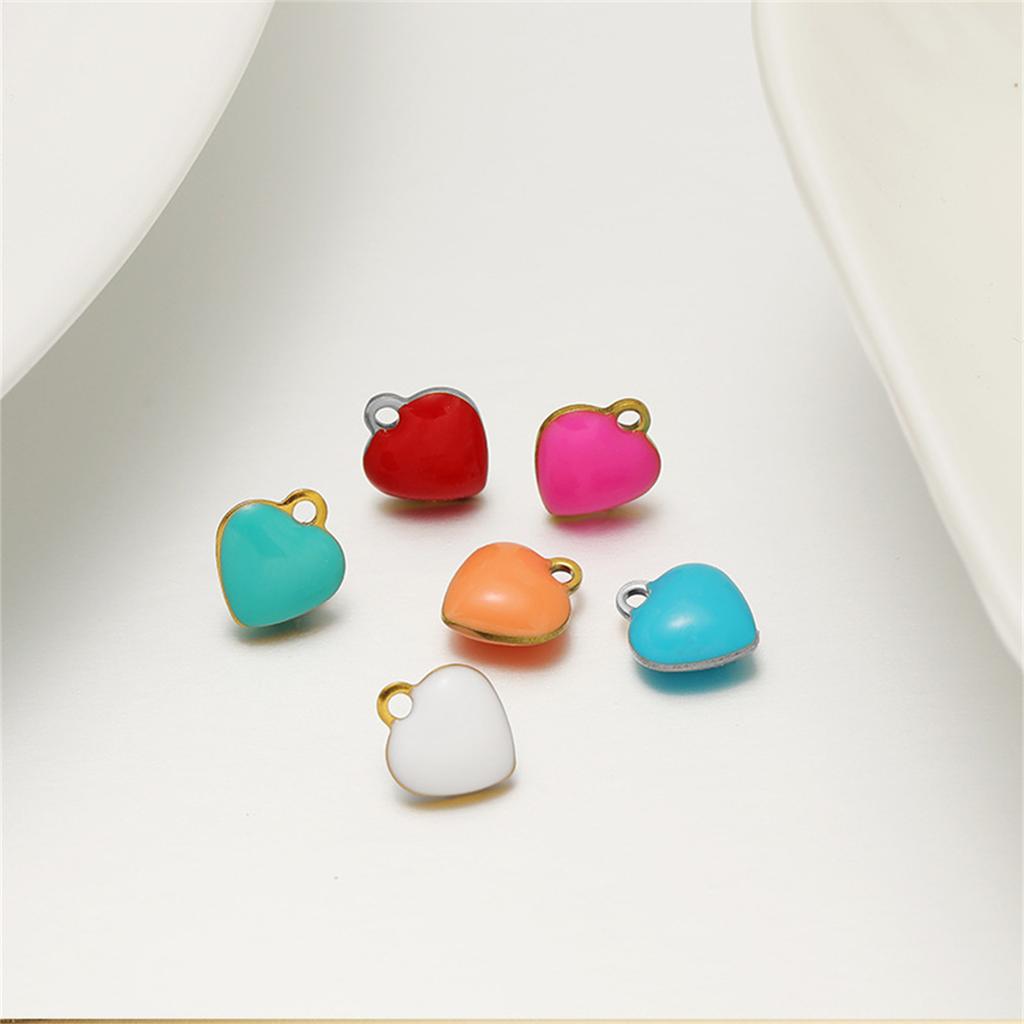 20 Piece 304 Stainless Steel Valentine's Day Charms Heart Double-sided Enamel Pendants For Necklace Earrings DIY Making Findings