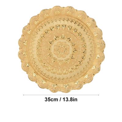 Turkish Tea Coffee Serving Tray Vintage   Embossed Pattern Round Coffee Plate for Bar Outdoor   Dessert