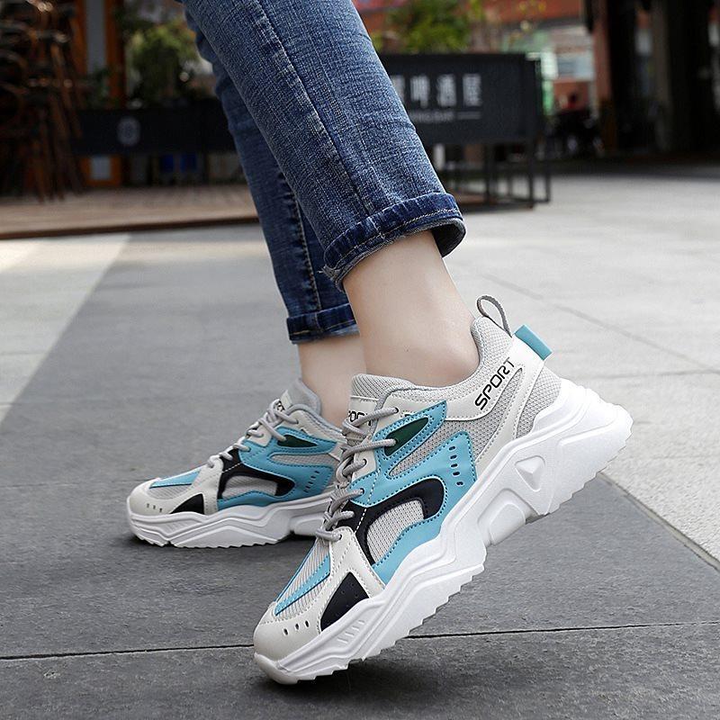 Summer Breathable Sports Shoes with Thick Sole and Increased Height for Women Breathable Small Size Women's Shoes