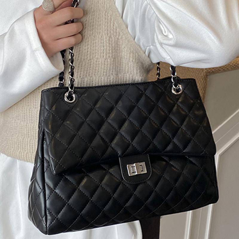 Modna torebka typu commuter z łańcuszkiem w kształcie diamentu, damska, zimowa, nowa torba typu tote, casualowa, prosta torba na ramię