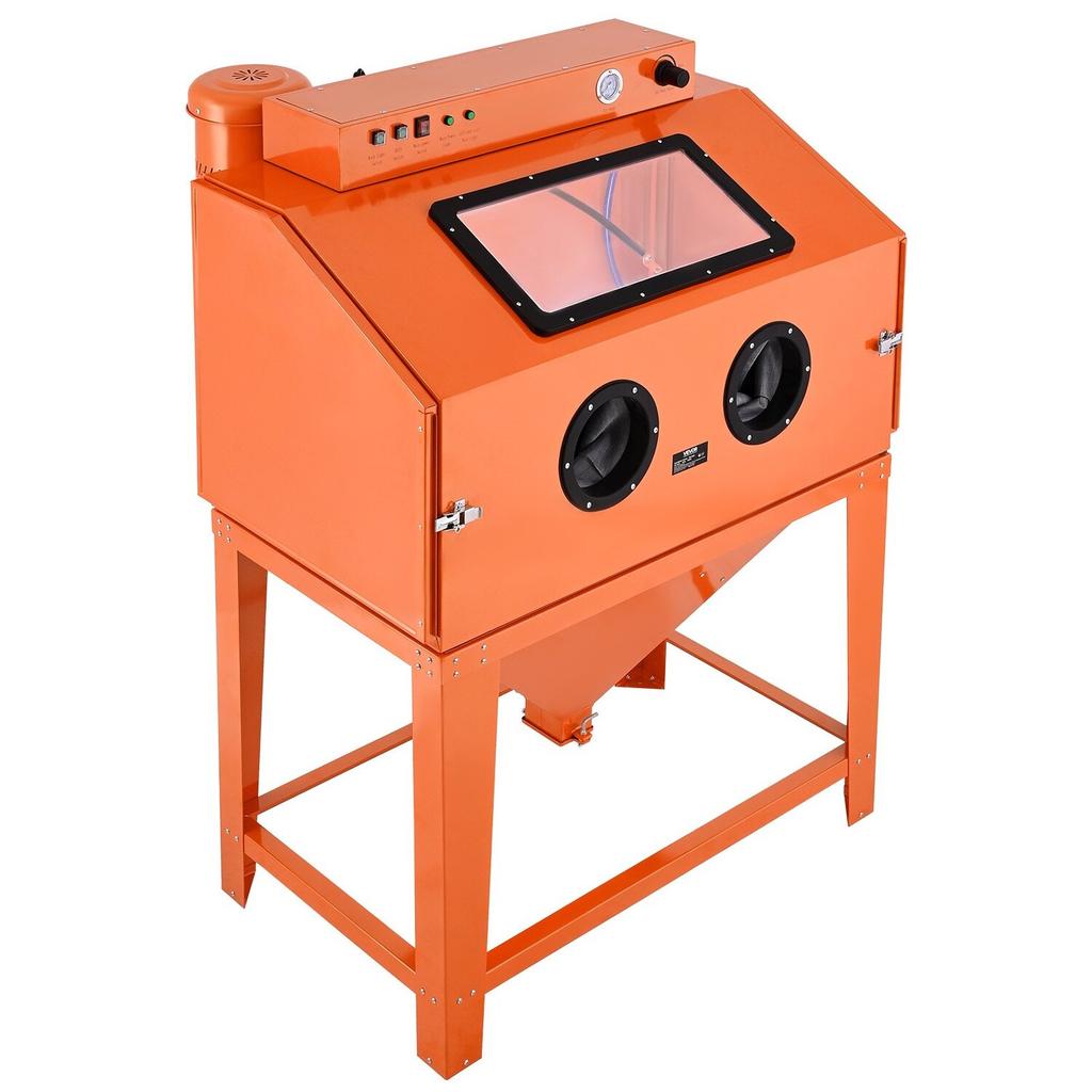 435L Sandstrahlkabine, Robuster Stahl-Sandstrahler mit Doppelstrahlpistolen-Kit, 117L Strahlmittelbehälter & 1200W Leistungsstarker Staubabscheider für Übergrößen