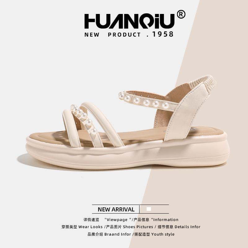 Global casual sandals women's XHQ-GH106 new summer fairy wind word with pearl heightening shoes women