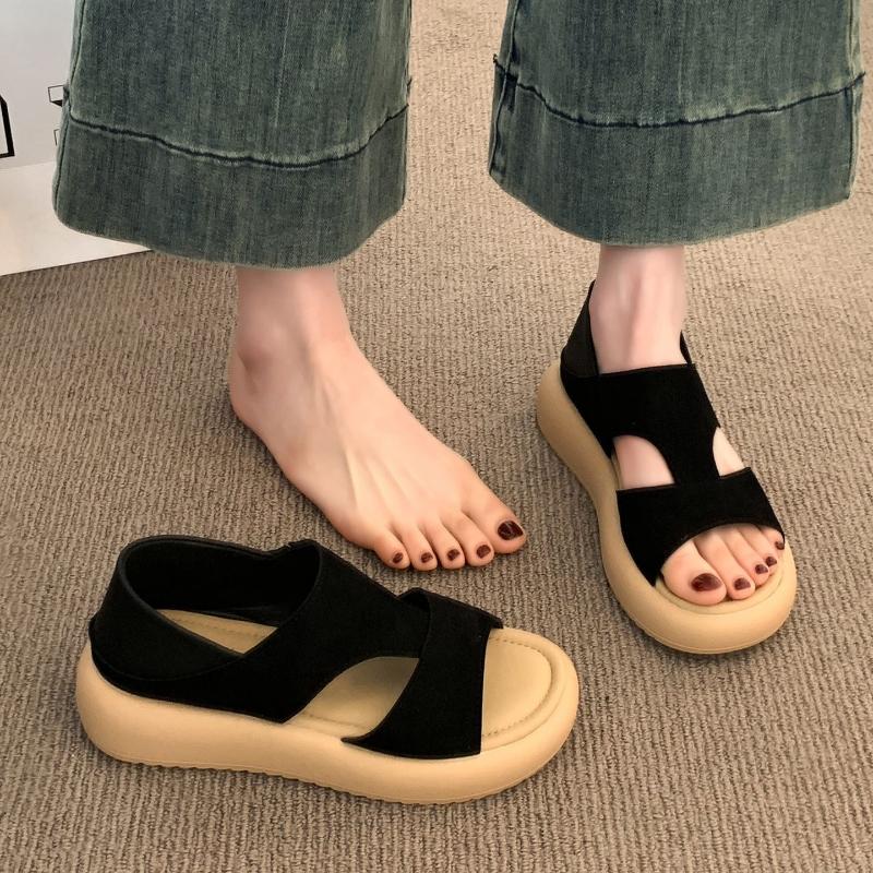 Thick Platform Roman Sandals Women Summer Soft Soles Slides Two-Wear Slippers Skirt Matching Shoes