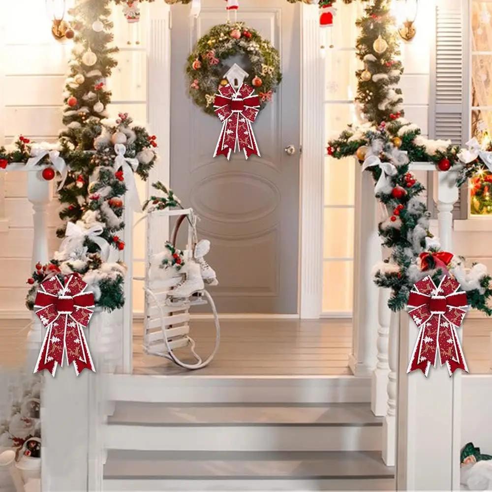 Fundițe de Crăciun pentru Coroană Fundițe de Zăpadă de Sărbători Fundițe de Catifea Roșie Fundițe pentru Pom de Crăciun pentru Ușa din Față Decorațiuni de Anul Nou