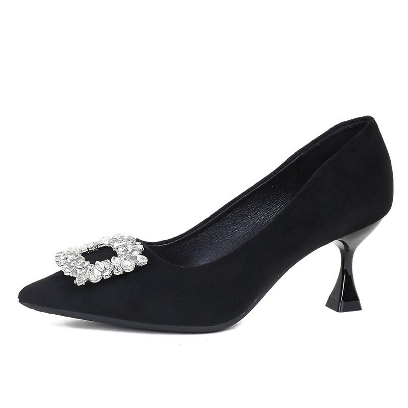 Elegantes High Heels Crystal Square Buckle Mary-Jane Style Pointed Toe Stiletto Heel Suitable for Party&Office Formal Occasions