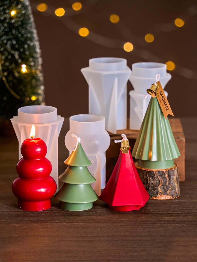 3D Christmas Tree Candle Silicone Mold DIY Christmas Candle Making Kit Handmade Soap Mould Plaster Resin Tools Holiday Gifts