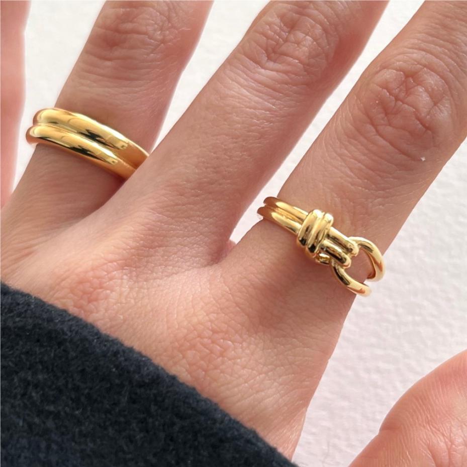Double Layer Knot Hollow Adjustable Women's Ring - Popular INS Style Index Finger Accessory
