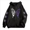 New Purple Butterfly Graphic Zipper Hoodies Women Casual Fashion Trend Coat Autumn Winter Fleece Long Sleeve Zip-up Hoodies