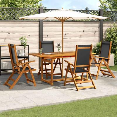 Vidaxl 5-Cz. Garden Furniture Set, Solid Acacia Wood and Textilene