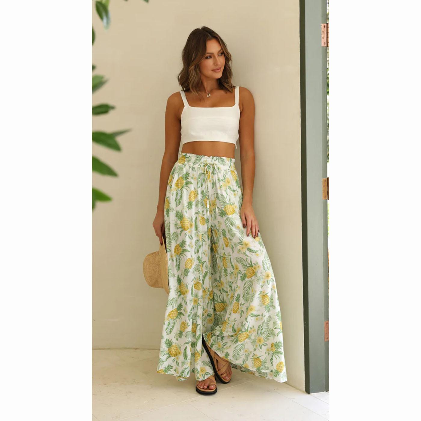 

Летние женские широкие брюки с эластичным поясом, повседневные свободные повседневные модные брюки XS