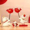 Wealth Attracting Balloon Kitten Figurine, Colorful Resin Desktop Ornament for Home and Offices Desktop Disaplay Ornament