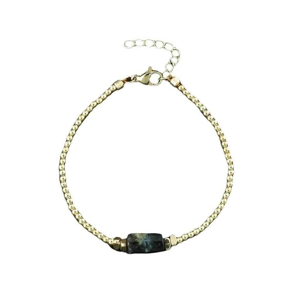 

Adjustable Bohemian Style Bracelet Copper Bead Bracelet Irregular Crystal Stone Bracelet Women чёрный