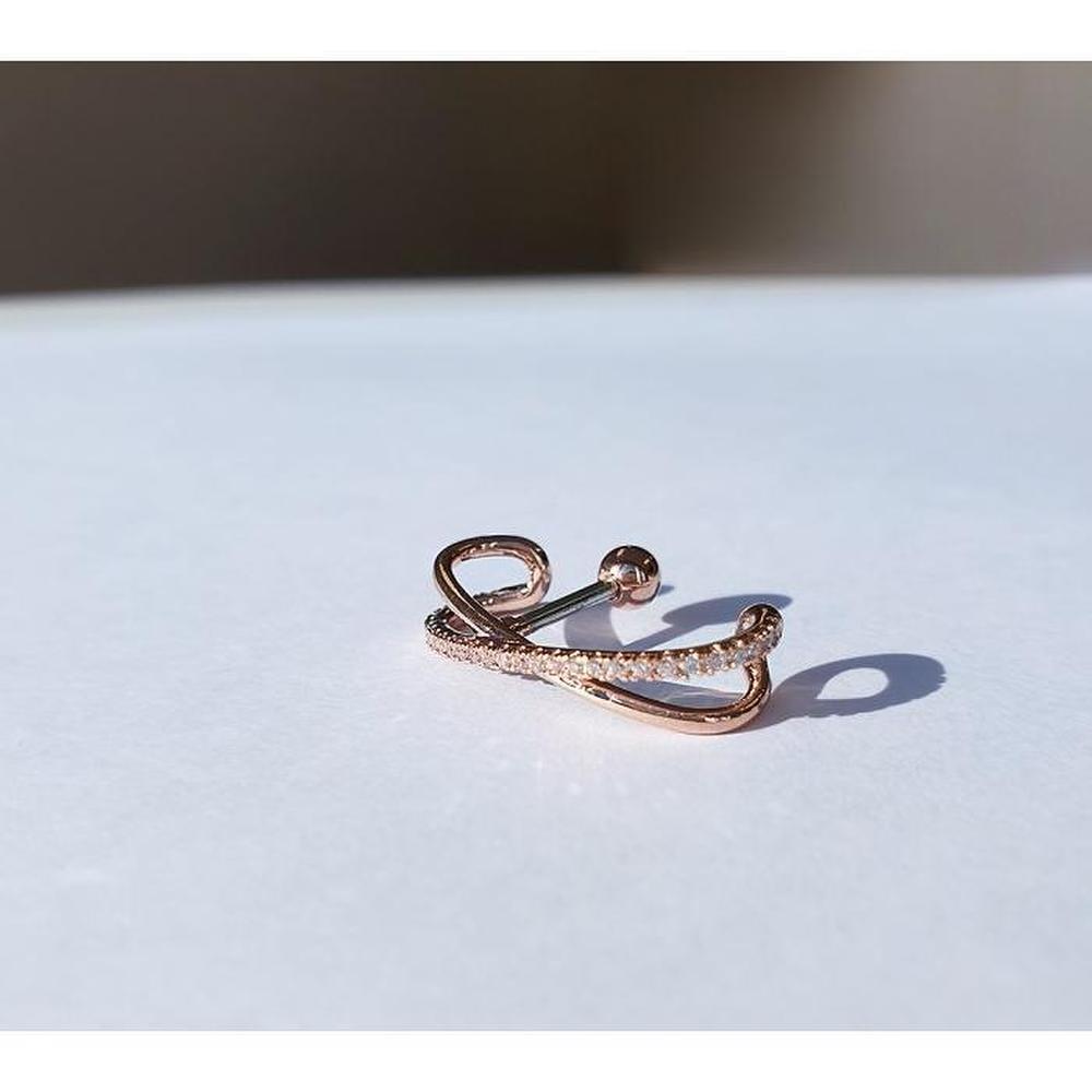 [Studio Jewel] Rose Gold X-Cross Cubic Ear Cuff Piercing (S6285007)
