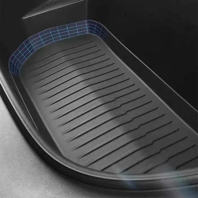 For Tesla Model Y 2021-2024 TPE Upgrade Front Storage Box Pads Car Rear Trunk Waterproof Protector Liner Trunk Tray Floor Mat