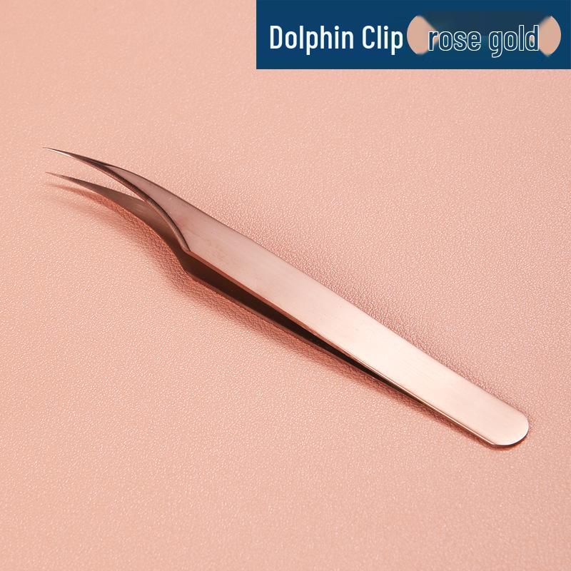 Plated Iridescent Precision Stainless Steel Rose Gold Feather Tweezers for Grafting False Eyelashes