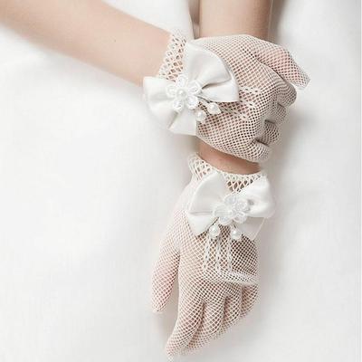 Netz Schleife Handschuhe Kleid Accessoires Handschuhe Handschuhe Prinzessin Creme Spitze Fischnetz Handschuhe Zeremonie Teile