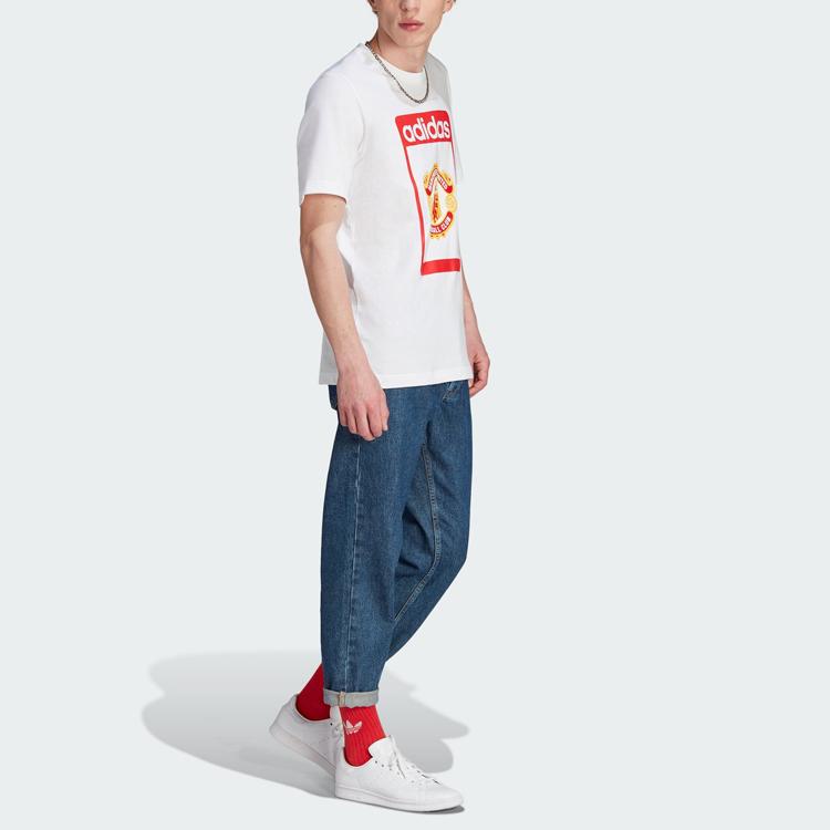 adidas Originals Letter Print Rundhals Kurzarm T-Shirt Herren Oberteile Weiß IP5552