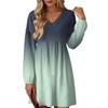 Women's Fashion Gradient V-Neck Long Sleeve Dress