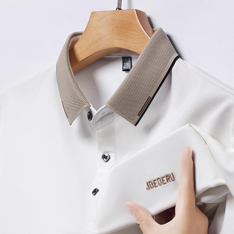 Poloshirt Herren T-Shirt Kurzarm Business Casual Herren Revers Besticktes Buchstaben-Halbarm-Oberteil