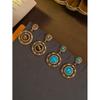Vintage Sunflower Earrings With Palace Style Personalized Medieval High End Set Turquoise