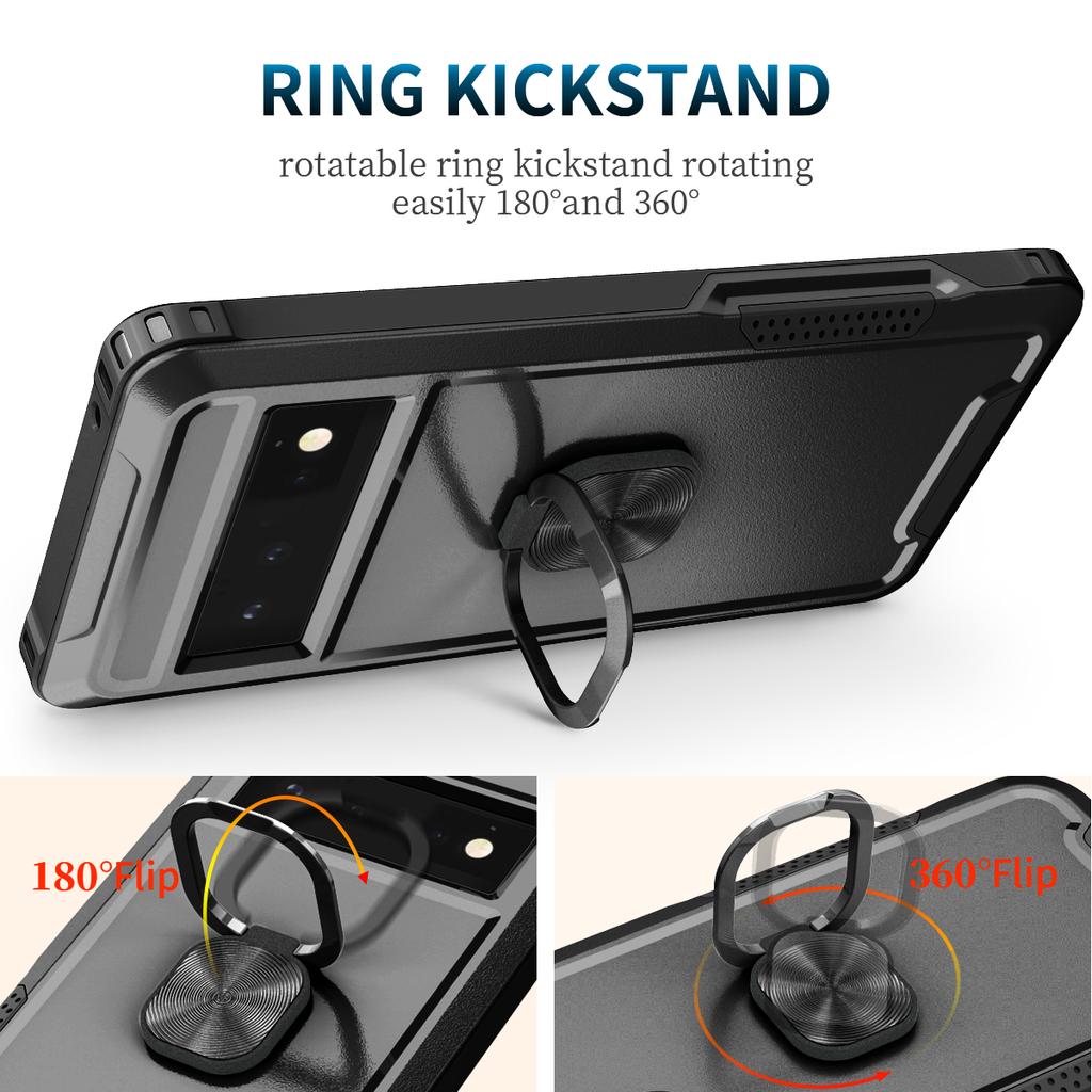 Pixel 6 Cases Heavy Duty Drop Protection Kickstand Rugged Shockproof/Dust Proof 3-Layer Phone Case For Google Pixel 6 Pro