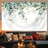 Boho Green Leaf Wall Hanging Tapestry,Watercolor Botanical Plant Art Decor Fabric, Soft Peaceful Ornament For Home Room Interior