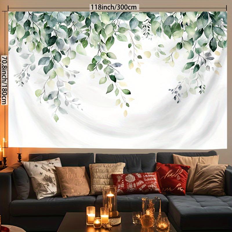 Boho Green Leaf Wall Hanging Tapestry,Watercolor Botanical Plant Art Decor Fabric, Soft Peaceful Ornament For Home Room Interior